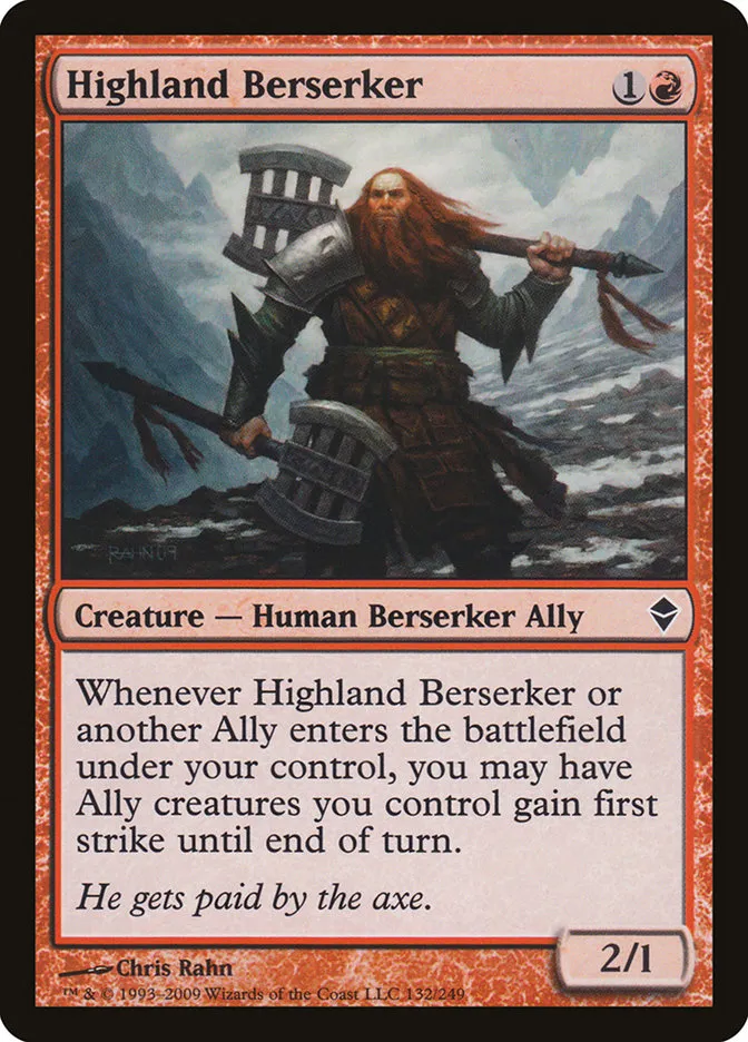 2009 Zendikar Highland Berserker #132 common card image