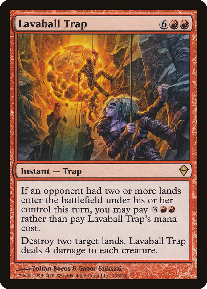 2009 Zendikar Lavaball Trap rare #135 rare card image