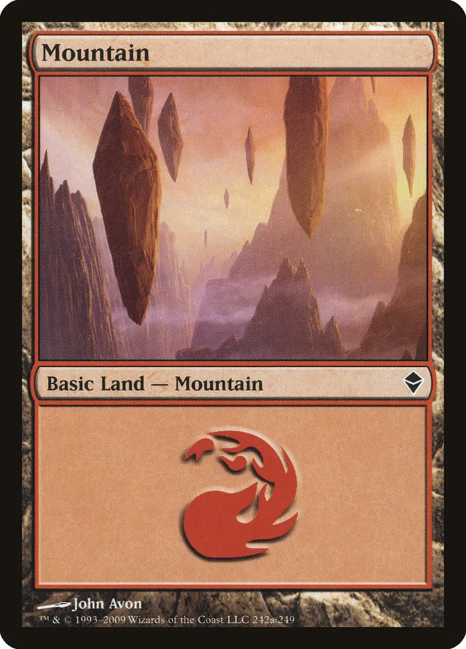 2009 Zendikar Mountain common #242a common card image