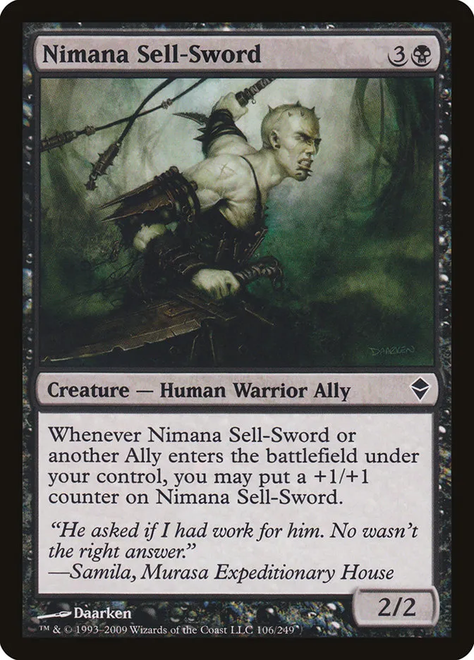 2009 Zendikar Nimana Sell-Sword #106 common card image