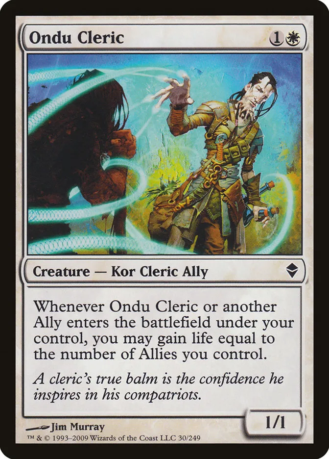2009 Zendikar Ondu Cleric common #30 common card image