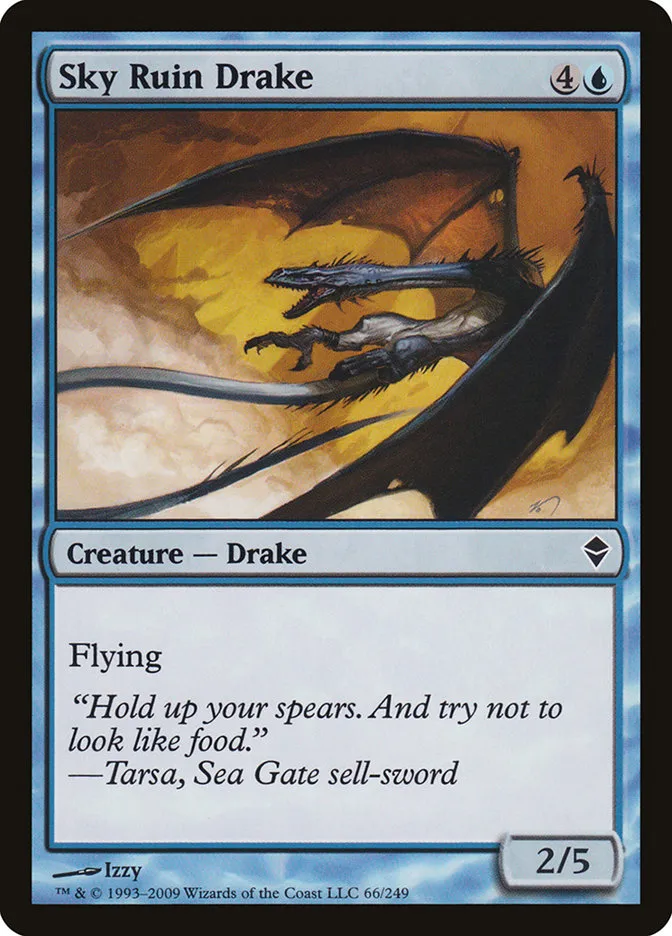 2009 Zendikar Sky Ruin Drake common #66 common card image
