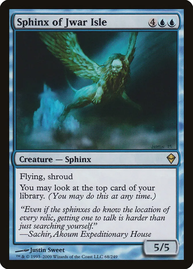 2009 Zendikar Sphinx of Jwar Isle rare #68 rare card image