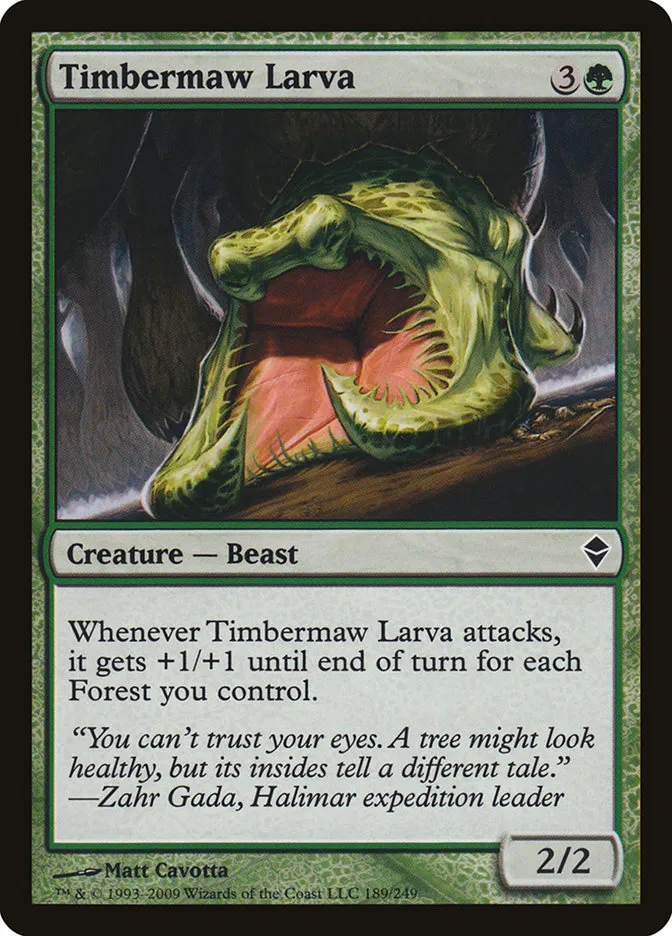 2009 Zendikar Timbermaw Larva #189 common card image