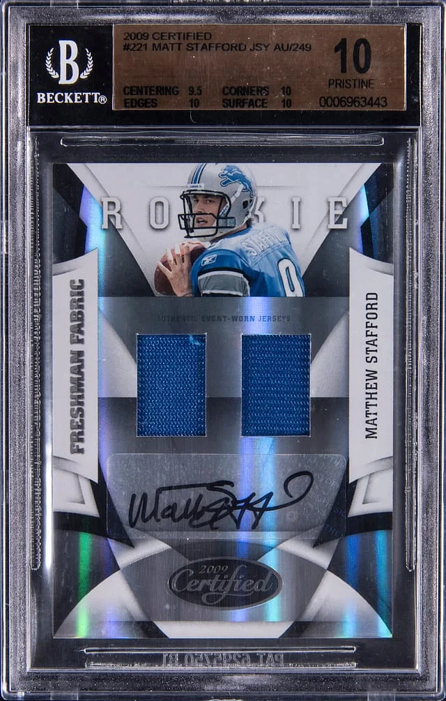 2009 Panini Certified Matthew Stafford Freshman Fabric #221 card image