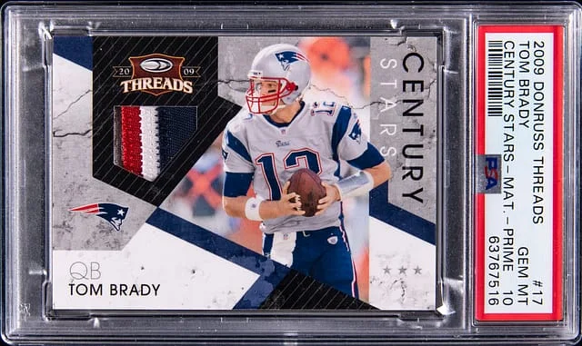 2009 Panini Donruss Tom Brady Threads Century Stars Materials Prime #17 card image