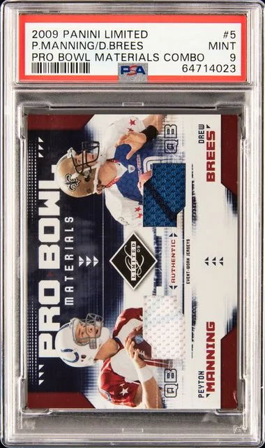 2009 Panini Drew Brees/Peyton Manning Limited Pro Bowl Materials Combo #5 card image