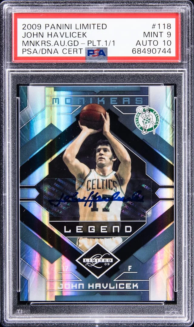 2009 Panini John Havlicek Limited Monikers Autograph Gold Platinum #118 card image