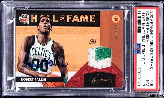 2009 Panini Robert Parish Timeless Treasures Hall Of Fame Material Prime Signature #15 card image