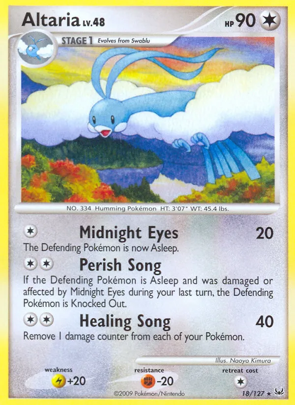 2009 Platinum Altaria Rare #018/127 Rare card image