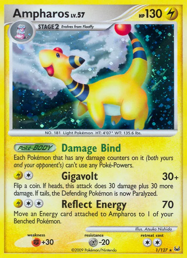 2009 Platinum Ampharos Rare Holo #001/127 Rare Holo card image
