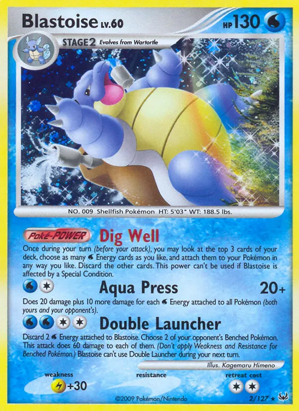 2009 Platinum Blastoise Rare Holo #002/127 Rare Holo card image