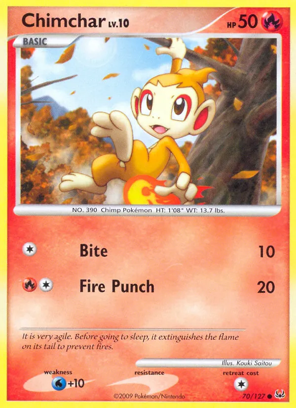 2009 Platinum Chimchar Common #070/127 Common card image