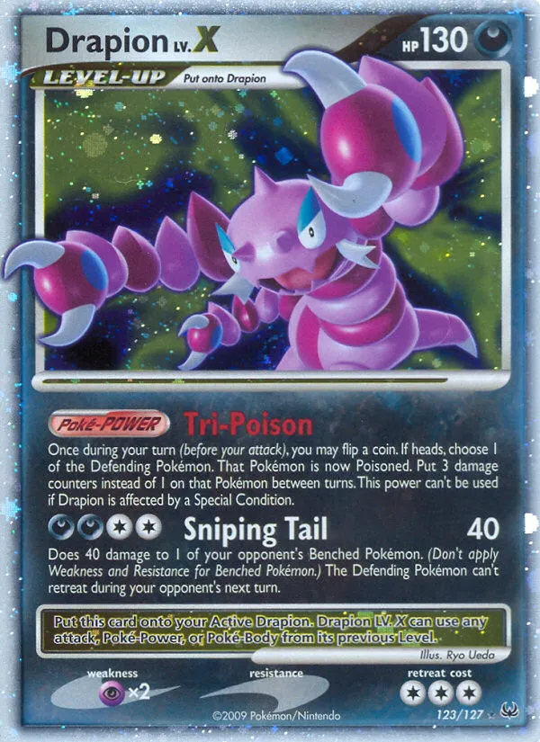 2009 Platinum Drapion LV.X #123/127 Rare Holo LV.X card image