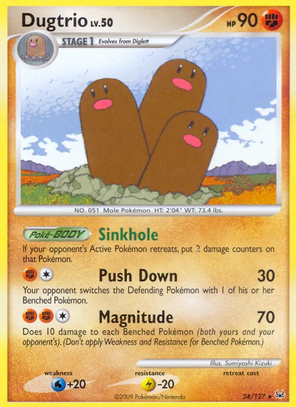 2009 Platinum Dugtrio Rare #024/127 Rare card image