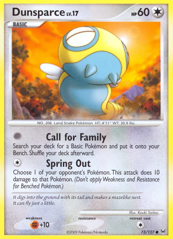2009 Platinum Dunsparce Common #073/127 Common card image