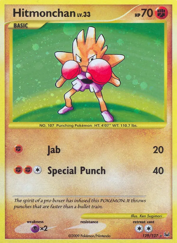 2009 Platinum Hitmonchan Rare Secret #129/127 Rare Secret card image