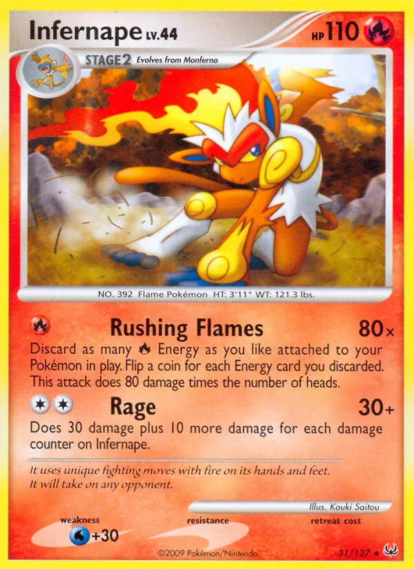 2009 Platinum Infernape Rare #031/127 Rare card image