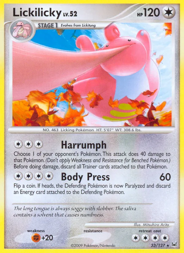 2009 Platinum Lickilicky Rare #033/127 Rare card image