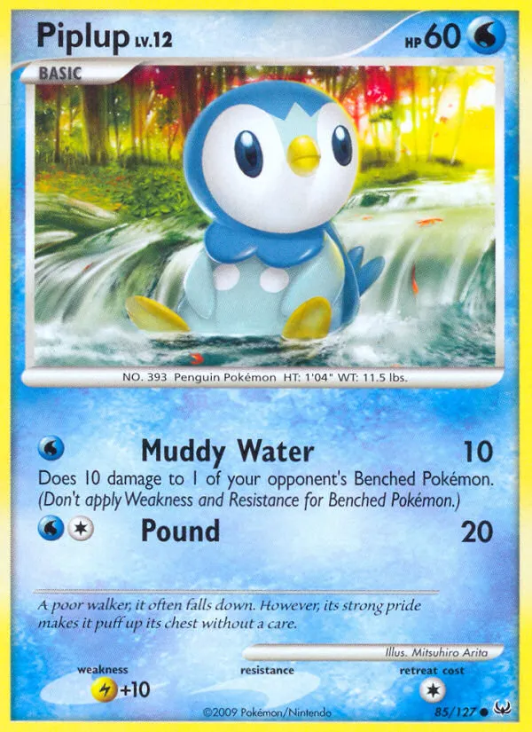 2009 Platinum Piplup Common #085/127 Common card image
