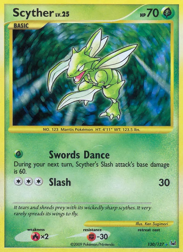 2009 Platinum Scyther Rare Secret #130/127 Rare Secret card image