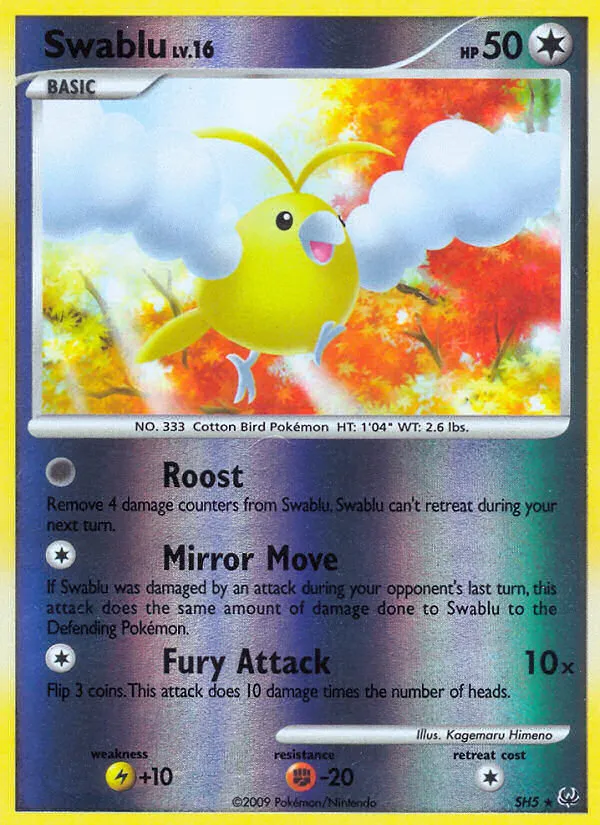 2009 Platinum Swablu #SH5 Rare card image