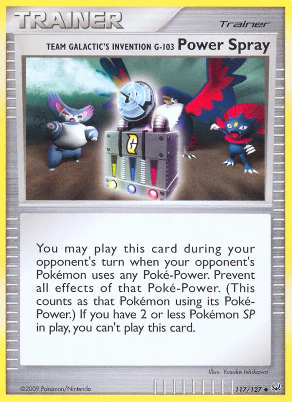 2009 Platinum Team Galactic's Invention G-103 Power Spray #117/127 Uncommon card image