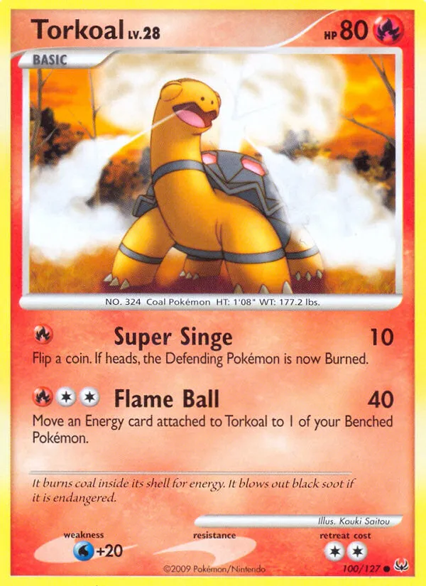 2009 Platinum Torkoal Common #100/127 Common card image