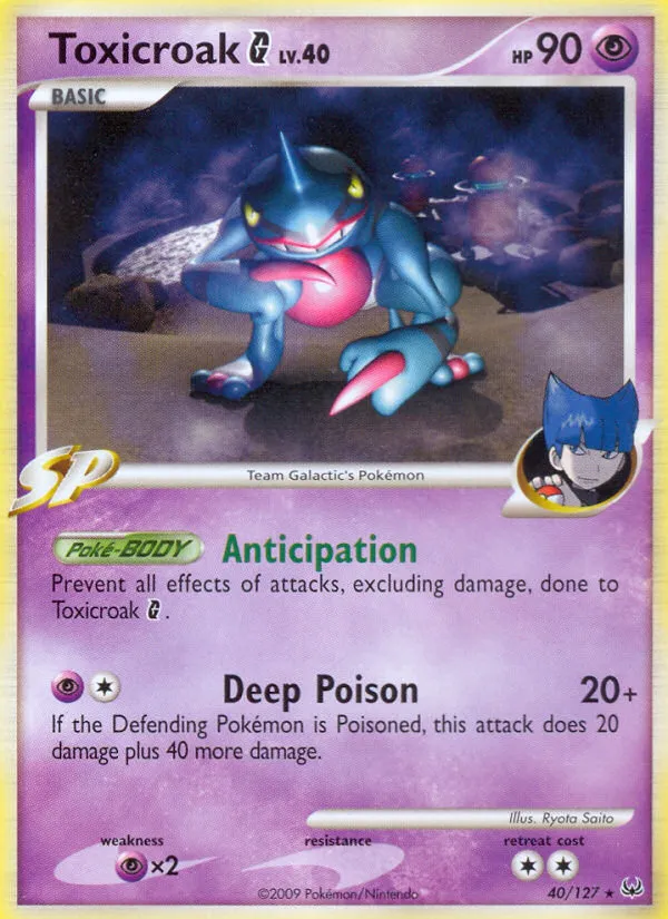 2009 Platinum Toxicroak G Rare #040/127 Rare card image