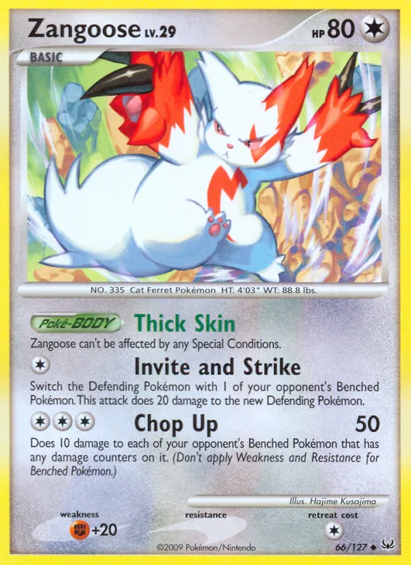 2009 Platinum Zangoose Uncommon #066/127 Uncommon card image