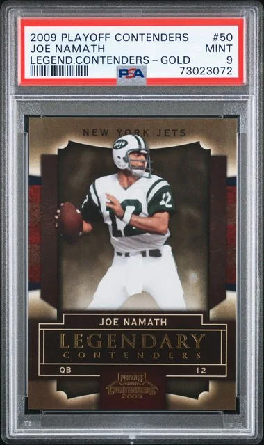 2009 Playoff Contenders Joe Namath Legendary Contenders Gold #50 card image