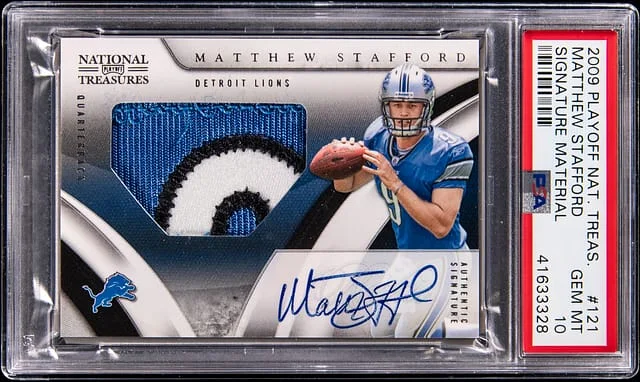 2009 Playoff Matthew Stafford National Treasures Signature Material #121 card image