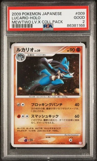 2009 Pokemon Japanese Mewtwo Lv.X Collection Pack Lucario-Holo #009 card image