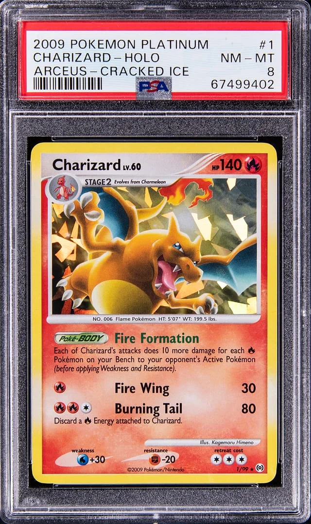 2009 Pokemon Platinum Arceus Cracked Ice Rare Holofoil Charizard #1 card image