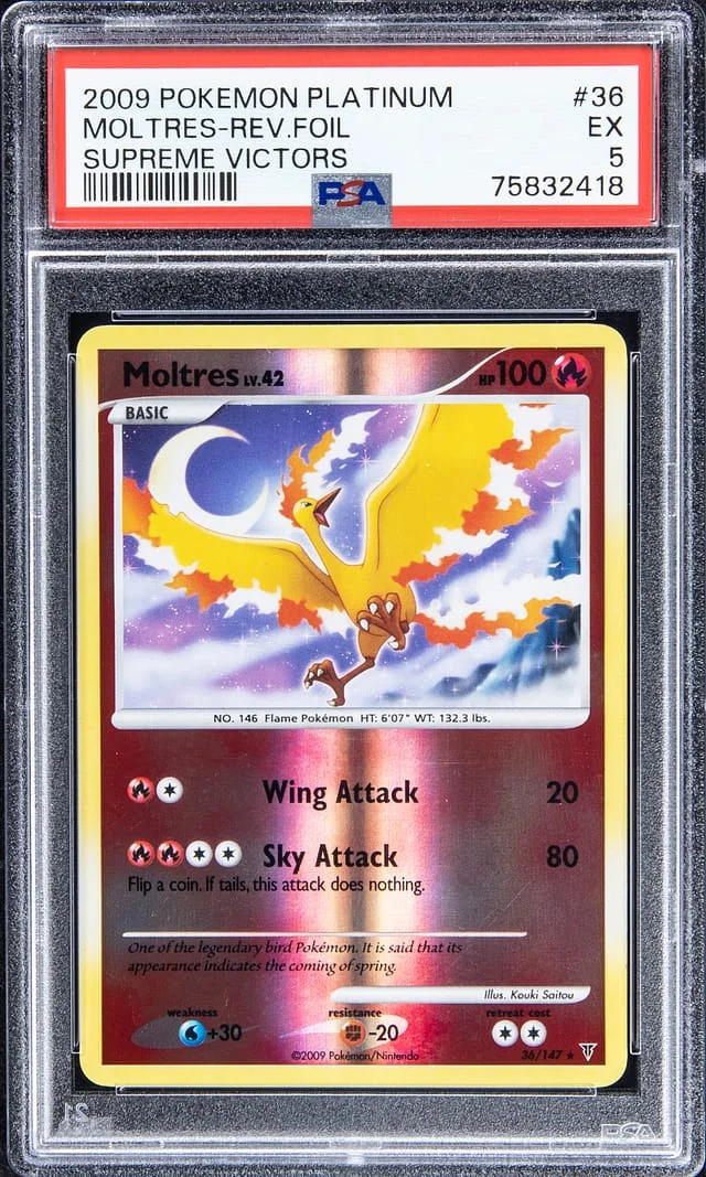 2009 Pokemon Platinum Reverse Foil - Supreme Victors Moltres #36 card image