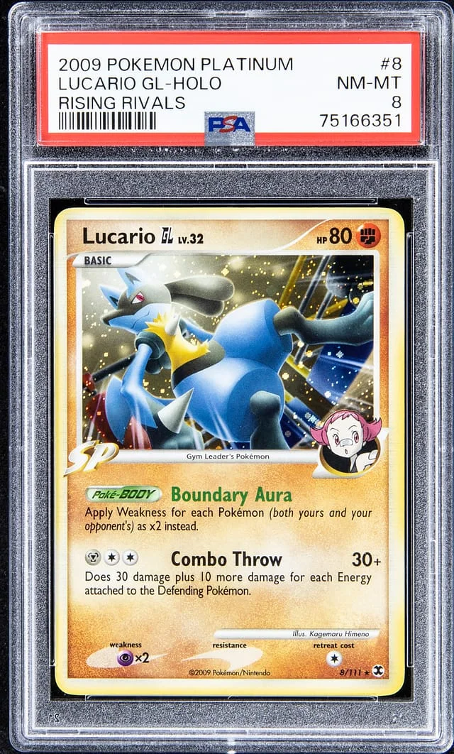 2009 Pokemon Platinum Rising Rivals Rare Holofoil Lucario GL #8 card image
