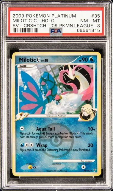 2009 Pokemon Platinum Supreme Victors Crosshatch-2009 Pokemon League Milotic C-Holo #35 card image