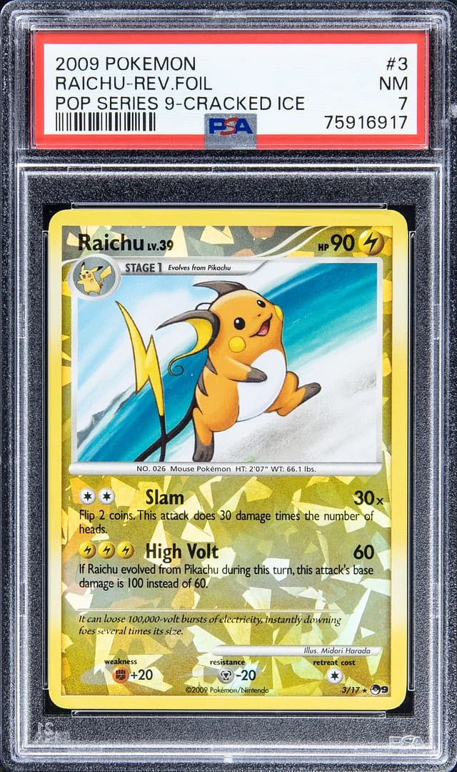2009 Pokemon Pop Series 9 Cracked Ice Reverse Foil Raichu #3 card image