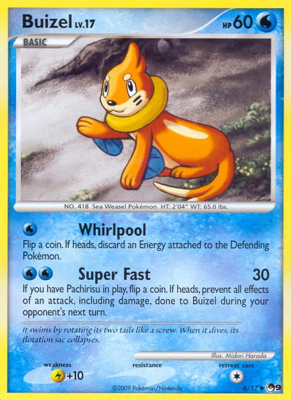 2009 POP Series 9 Buizel Uncommon #06/17 Uncommon card image