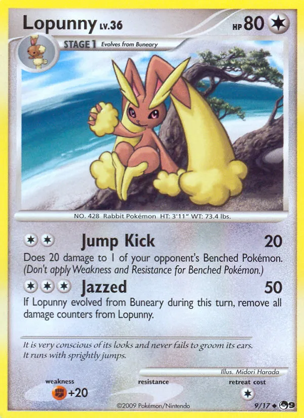 2009 POP Series 9 Lopunny Uncommon #09/17 Uncommon card image