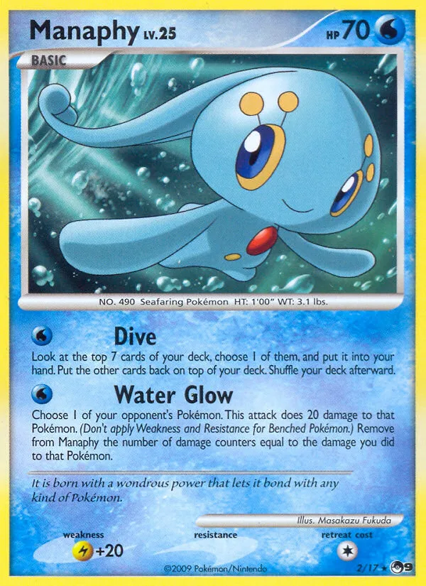 2009 POP Series 9 Manaphy Rare #02/17 Rare card image