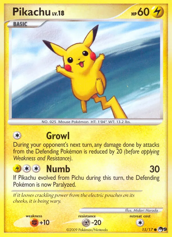 2009 POP Series 9 Pikachu Common #15/17 Common card image