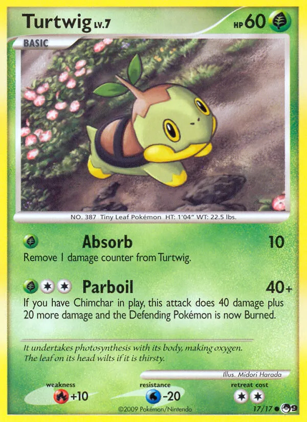 2009 POP Series 9 Turtwig Common #17/17 Common card image