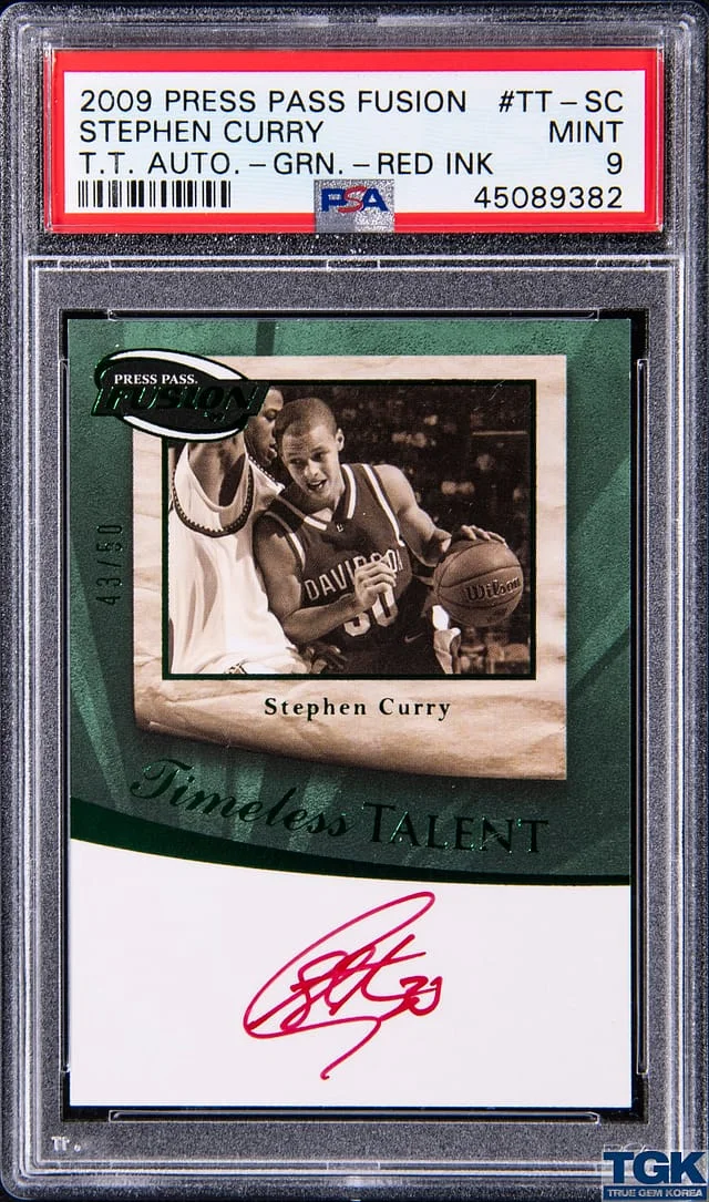 2009 Press Pass Fusion Timeless Talent Autographs Green, Red Ink Stephen Curry #TT-SC card image