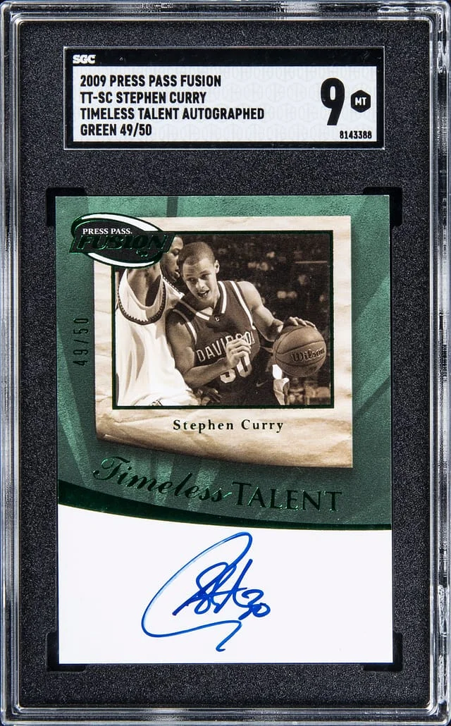2009 Press Pass Fusion Timeless Talent Autographs Green Stephen Curry #TT-SC card image