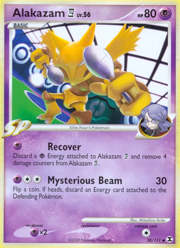 2009 Rising Rivals Alakazam E4 Uncommon #038/111 Uncommon card image