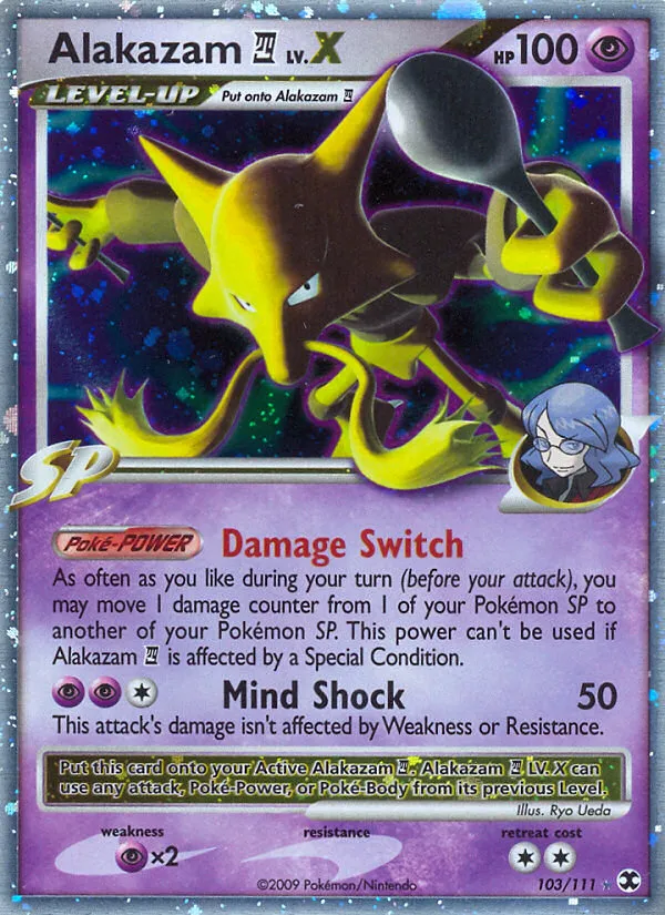 2009 Rising Rivals Alakazam E4 LV.X Rare Holo LV.X #103/111 Rare Holo LV.X card image