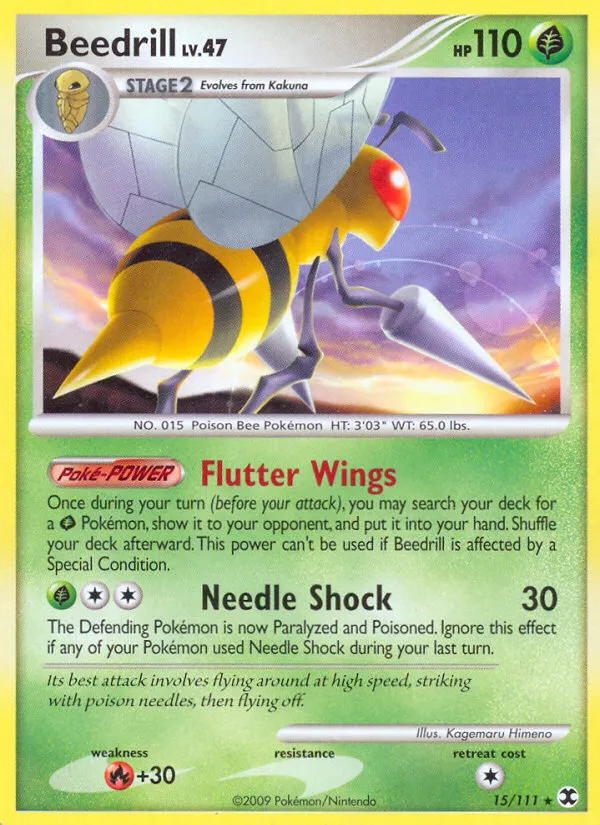 2009 Rising Rivals Beedrill Rare #015/111 Rare card image
