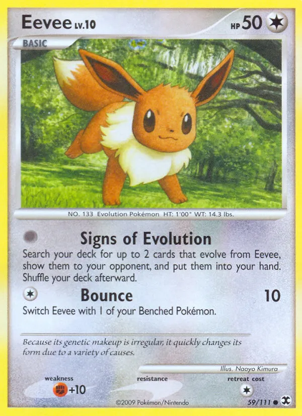2009 Rising Rivals Eevee Common #059/111 Common card image