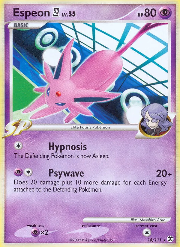 2009 Rising Rivals Espeon E4 Rare #018/111 Rare card image